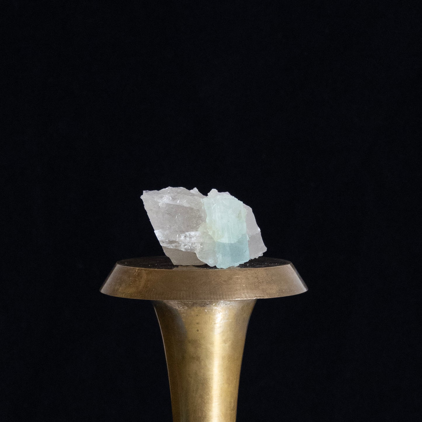 Aquamarine on Quartz with Calcite — Nagar, Pakistan