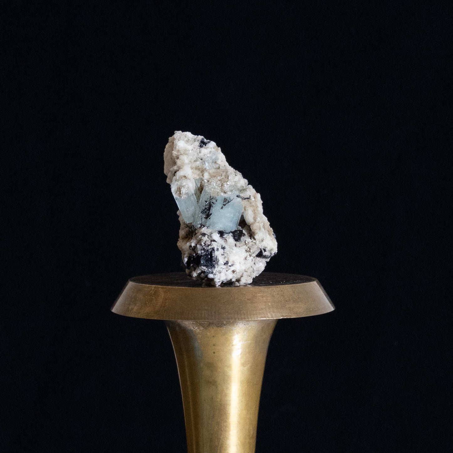Aquamarine with Black Tourmaline on Quartz Matrix - Skardu, Pakistan